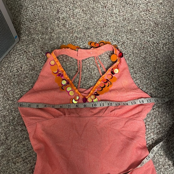 Vintage 70s poly ultra wide leg bell bottom jumpsuit with metallic disc neck - Picture 5 of 13